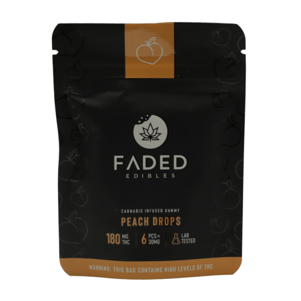 Faded Edibles – Peach Drops – 180mg | HighGradeAid Canada