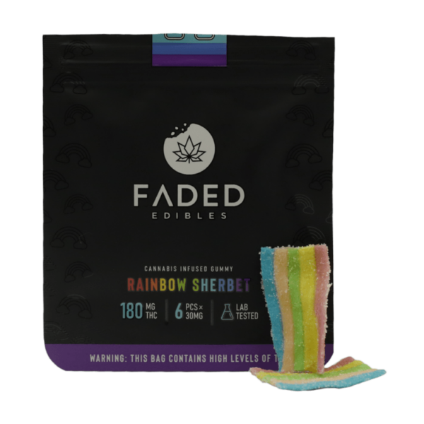 Faded Edibles – Rainbow Sherbet – 180mg | HighGradeAid Canada