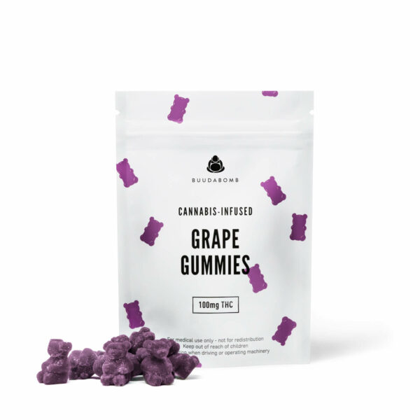Buudabomb – Grape Gummies 100mg THC | HighGradeAid Canada