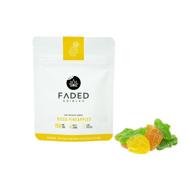 Faded Edibles – CBD 150mg Diced Pineapples | HighGradeAid Canada