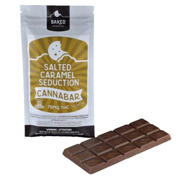 Baked Edibles – Chocolate Bar – Salted Caramel Seduction 75mg THC | HighGradeAid Canada