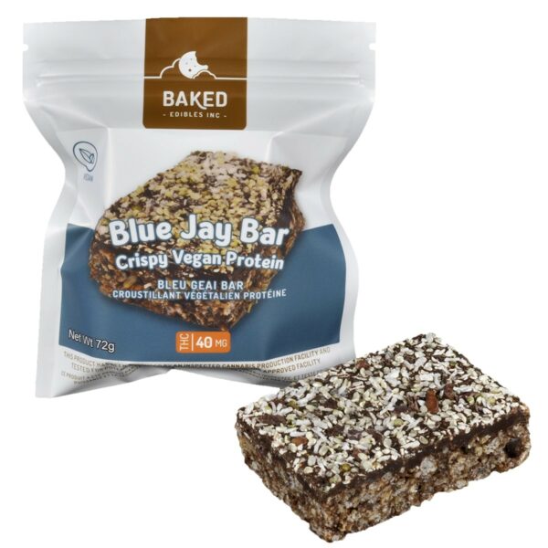 Baked Edibles – Crispy Vegan Blue Jay Bar 40mg THC | HighGradeAid Canada