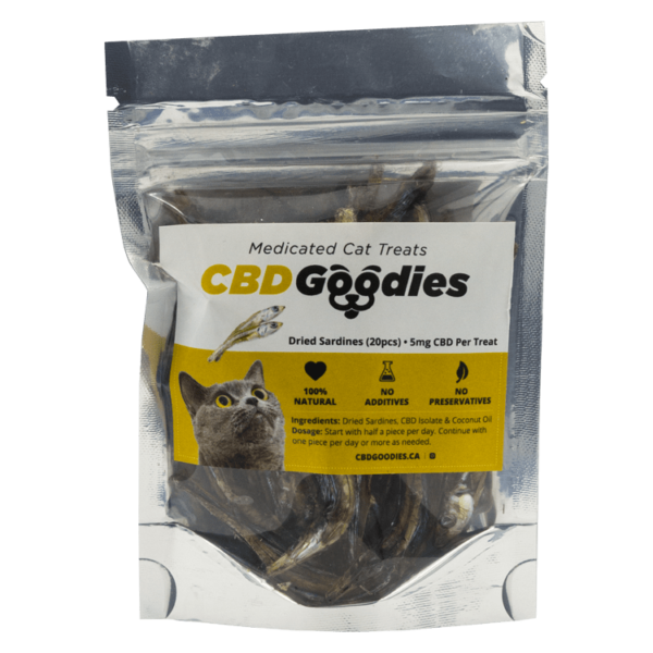 CBD Goodies – Medicated Cat Treats – Dried Sardines – 100mg CBD | HighGradeAid Canada