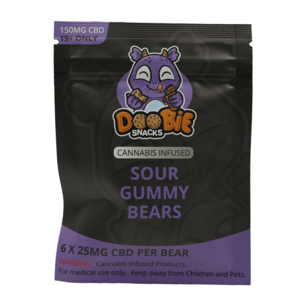 Doobie Snacks – CBD Sour Gummy Bears – 150mg CBD | HighGradeAid Canada