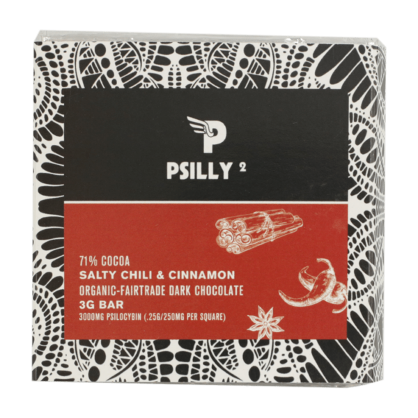 Psilly – Dark Chocolate Bar – Salty Chili & Cinnamon | HighGradeAid Canada