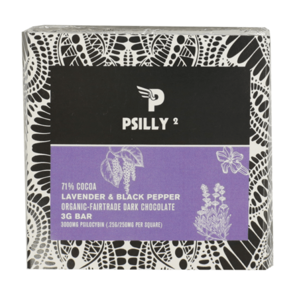 Psilly – Dark Chocolate Bar – Lavender & Black Pepper | HighGradeAid Canada