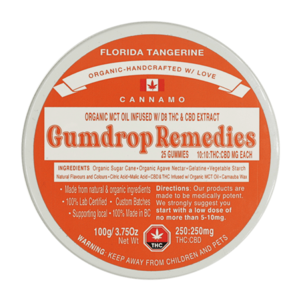 Gumdrop Remedies – Florida Tangerine 1:1 Gummies – 250mg THC/250mg CBD | HighGradeAid Canada