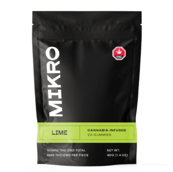 Mikro – 1:1 THC/CBD Gummies – 100mg – Lime | HighGradeAid Canada