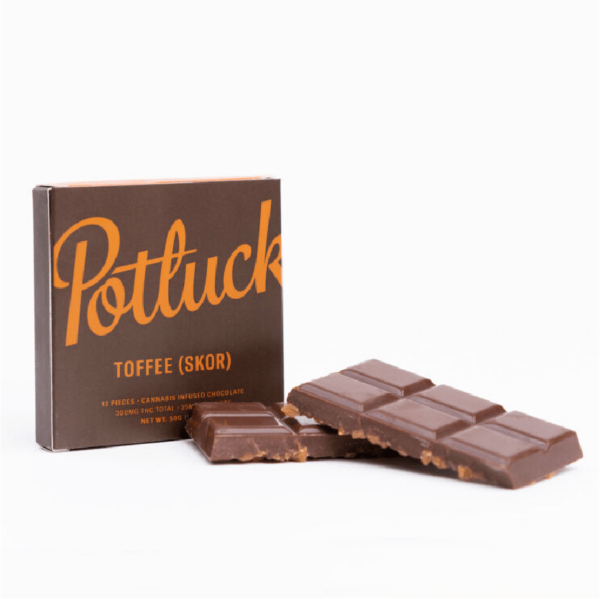 Potluck – Infused Chocolate – Toffee (Skor) – 300mg THC | HighGradeAid Canada