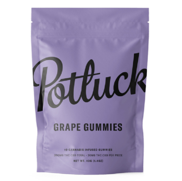 Potluck Extracts – Grape Gummies (1:1) – 100mg THC / 100mg CBD | HighGradeAid Canada