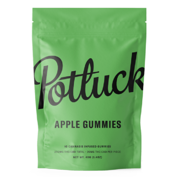 Potluck Extracts – Apple Gummies (1:1) – 100mg THC / 100mg CBD | HighGradeAid Canada