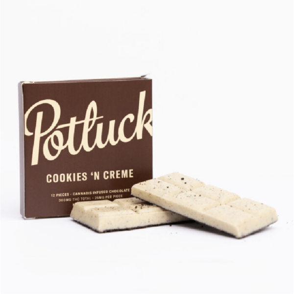 Potluck – Infused Chocolate – Cookies & Cream – 300mg THC | HighGradeAid Canada